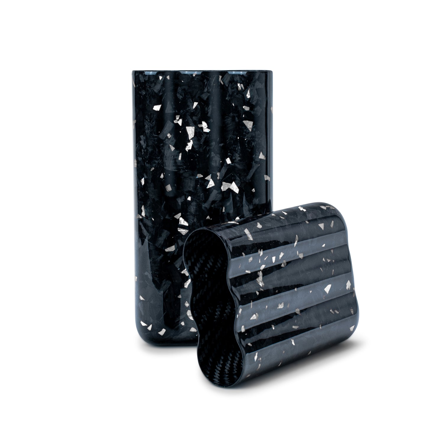 Silver Fragment | Real Forged Carbon Fiber | 3 Tube Cigar Case