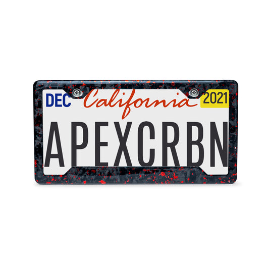 Red Fragment | Forged Carbon Fiber Car License Plate Frame
