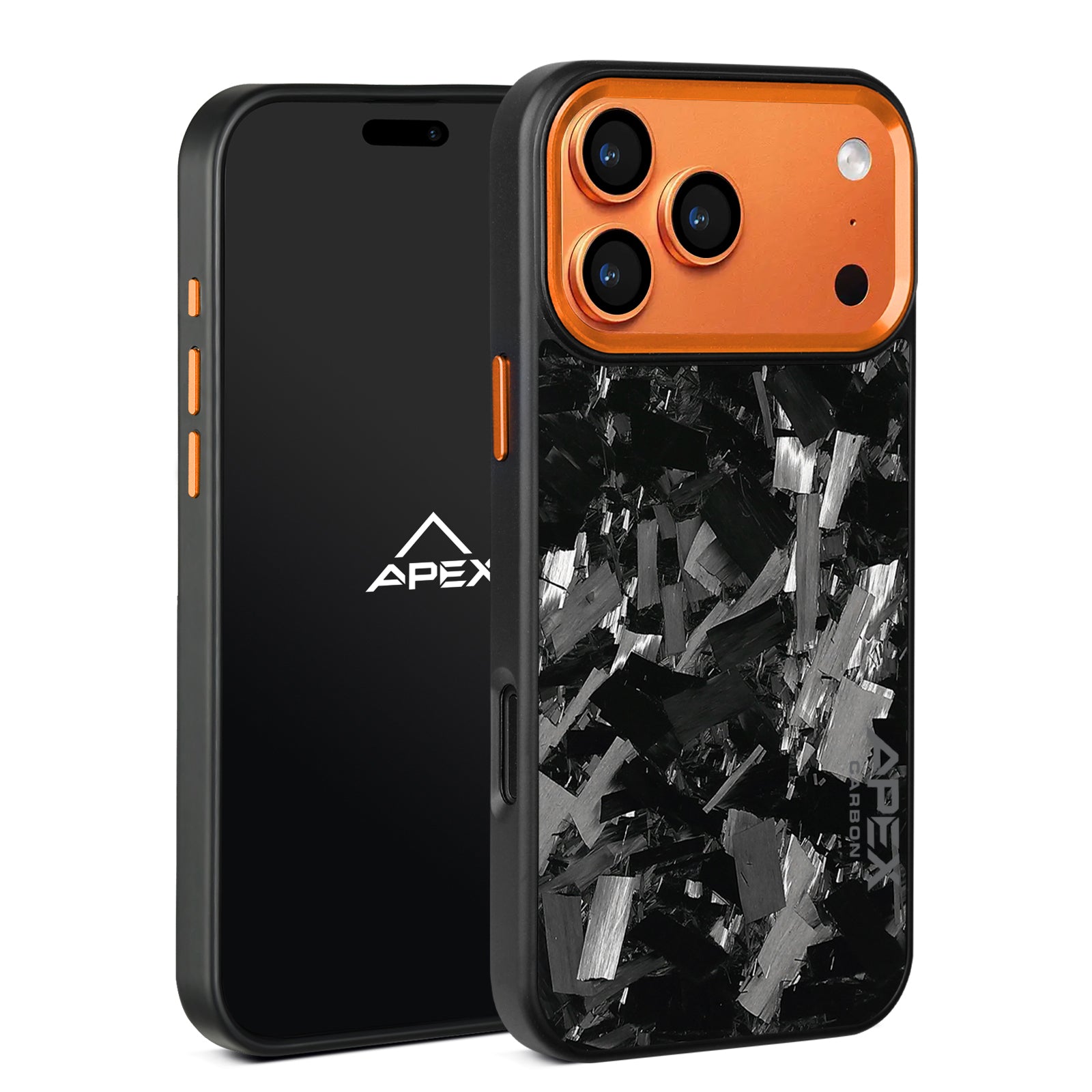 Cosmic Orange | Large Forged Carbon Fiber | iPhone Case | IMPACT SERIES 2.0