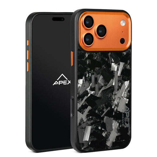 Cosmic Orange | Large Forged Carbon Fiber | iPhone Case | IMPACT SERIES 2.0