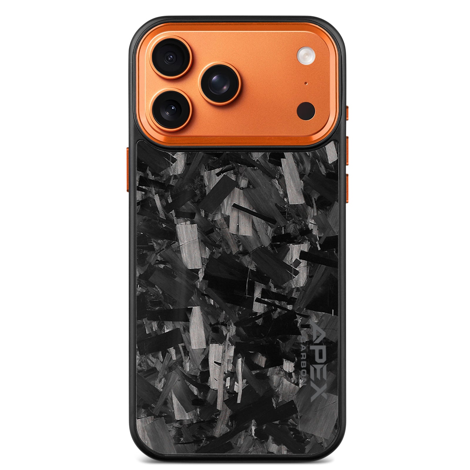Cosmic Orange | Large Forged Carbon Fiber | iPhone Case | IMPACT SERIES 2.0