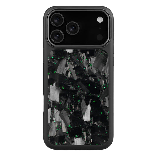 Black X Green Large Fragment | Forged Carbon Fiber | iPhone Case | HYBRID SERIES