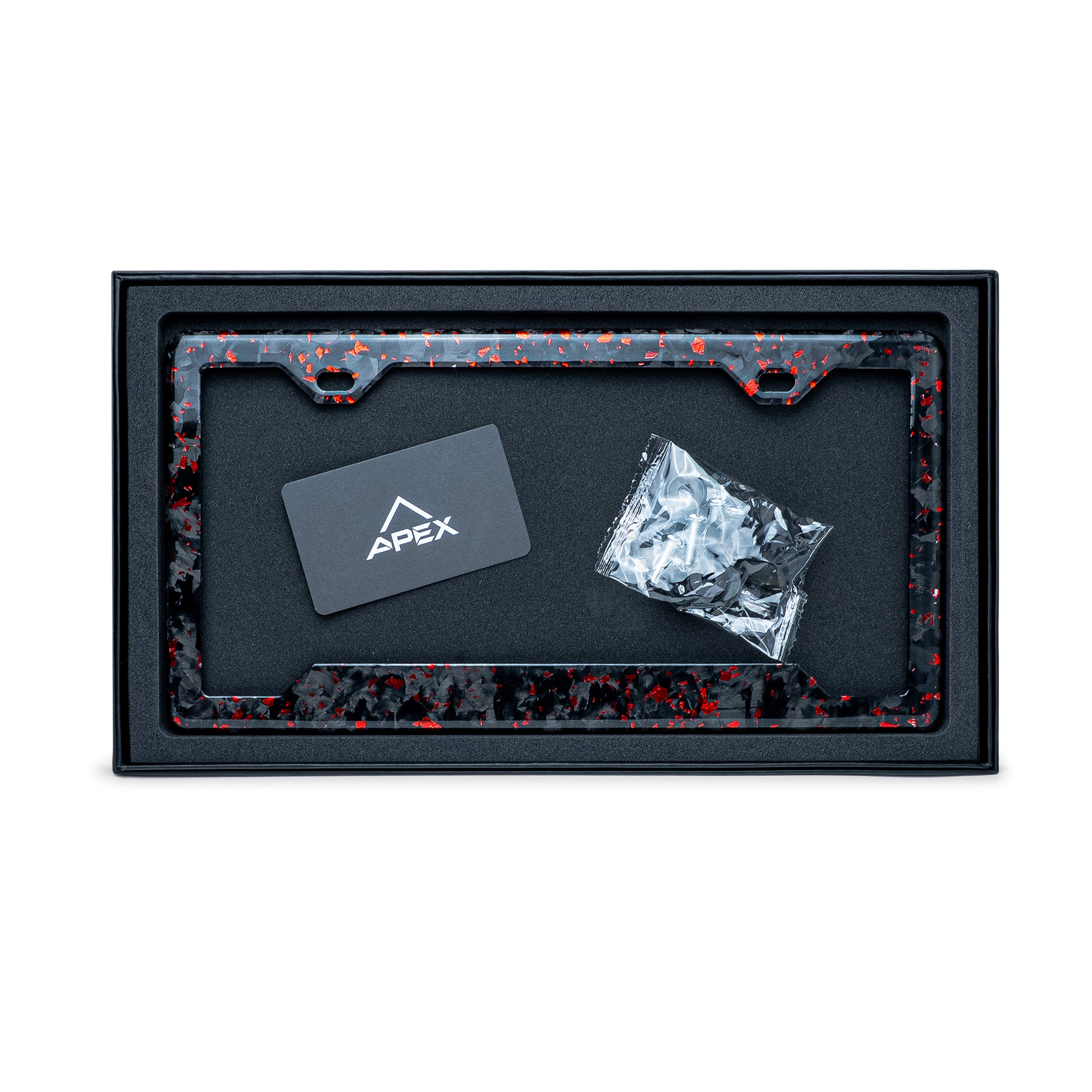 Red Fragment | Forged Carbon Fiber Car License Plate Frame