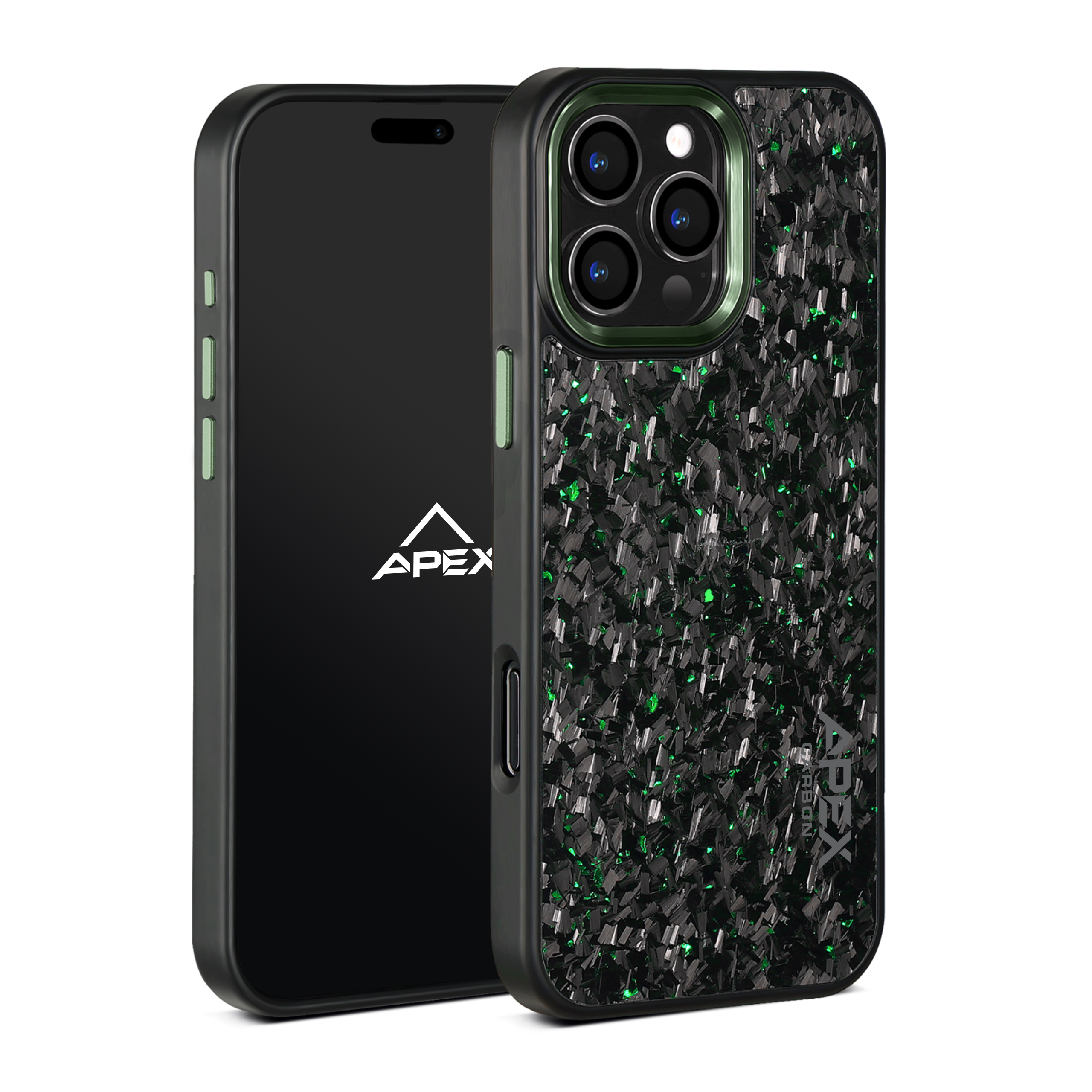 Green Fragment  | Forged Carbon Fiber | iPhone Case | IMPACT SERIES 2.0