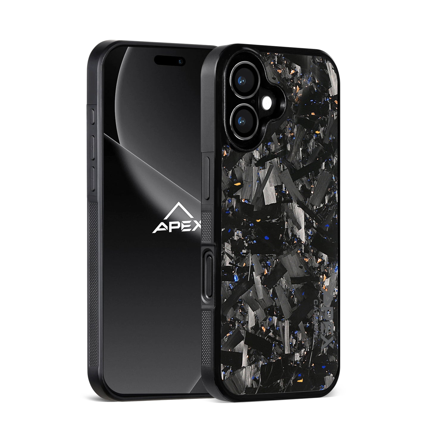 Gold&Blue Large Fragment Series | Forged Carbon Fiber | iPhone Case | IMPACT SERIES