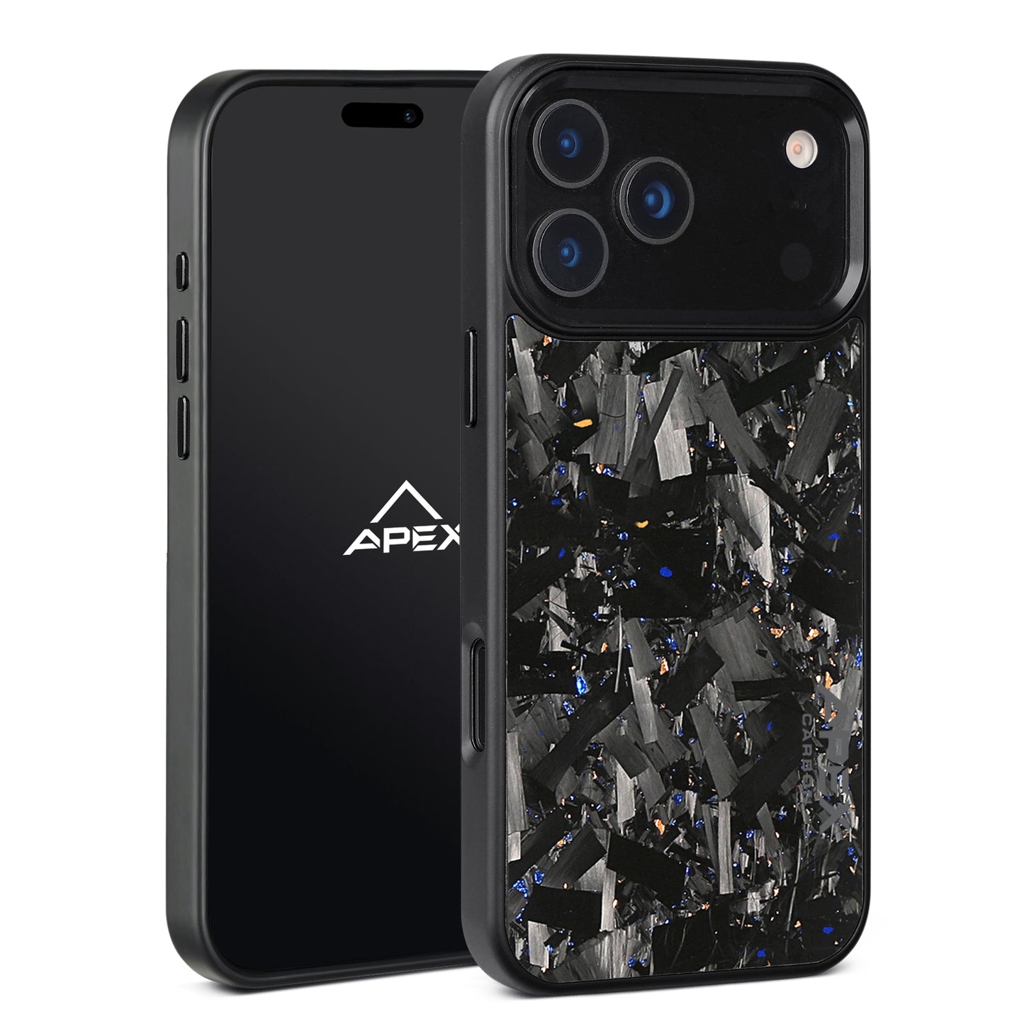 Gold and Blue Large Fragment  | Forged Carbon Fiber | iPhone Case | IMPACT SERIES 2.0